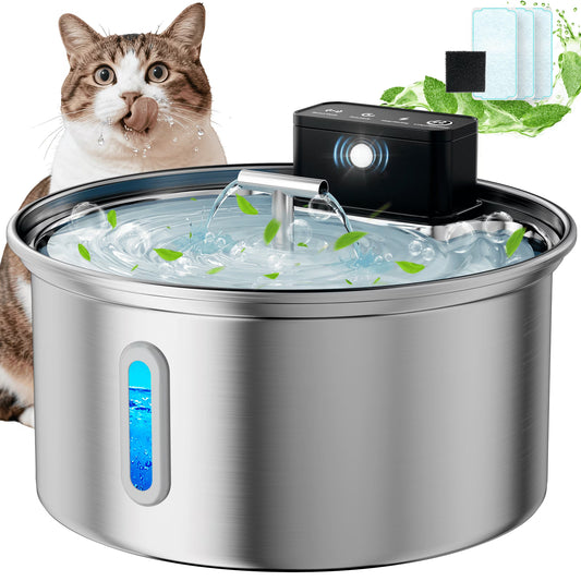 Stainless Steel Cat Water Fountain 3.2L Wireless