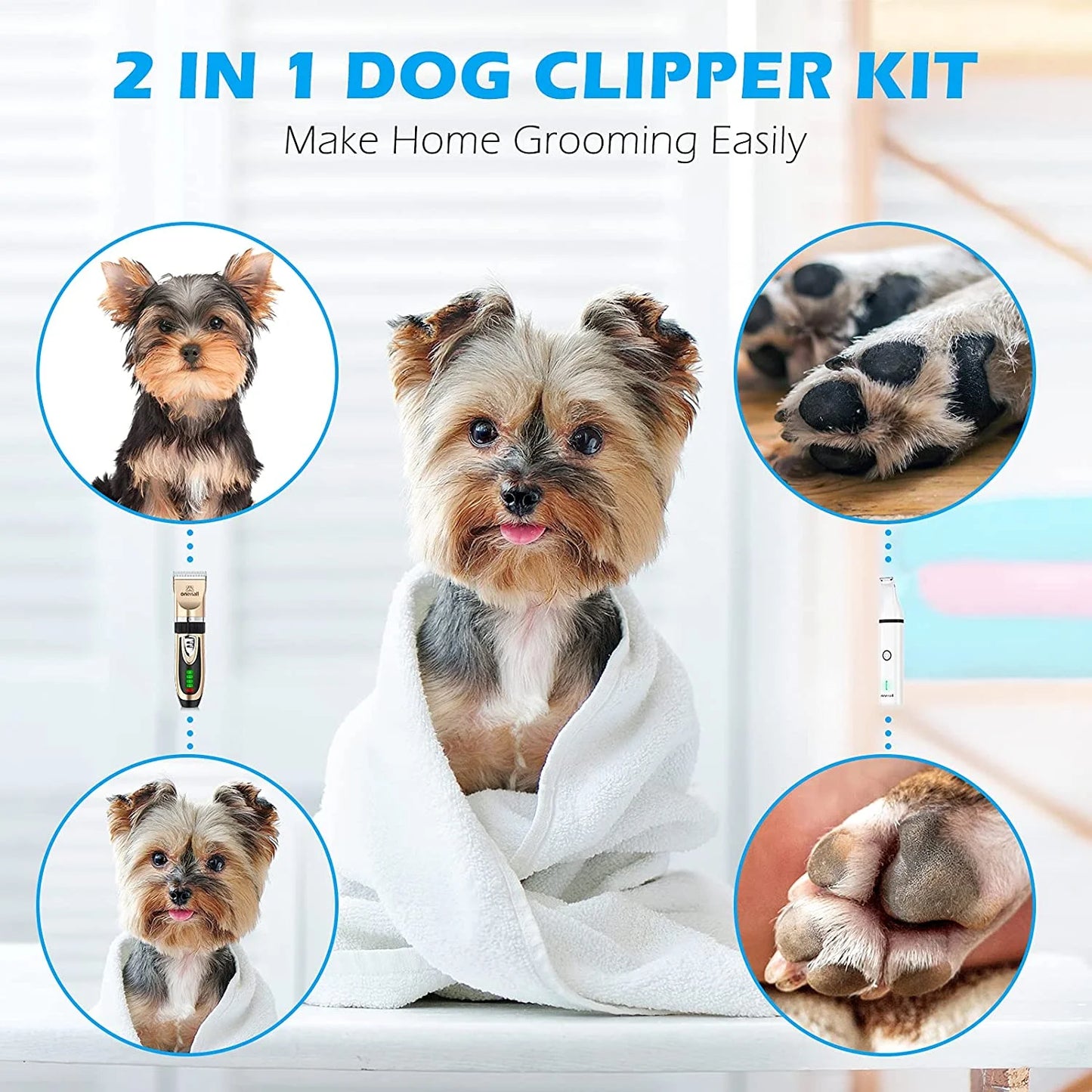 Oneisall Dog Clippers and Paw Trimmer Kit