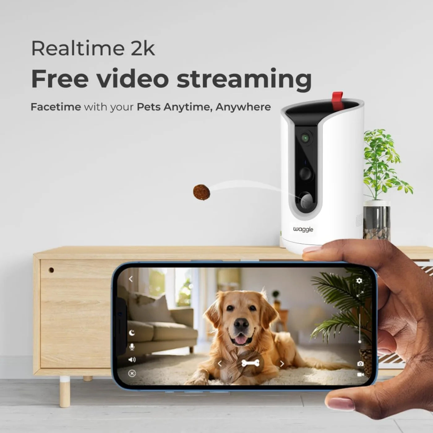 WaggleCam 2K Pet Camera with Treat Dispenser
